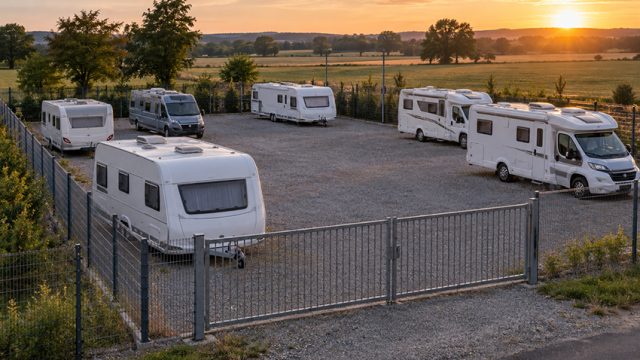 Caravan on a secured storage yard – security and theft prevention for camping vehicles